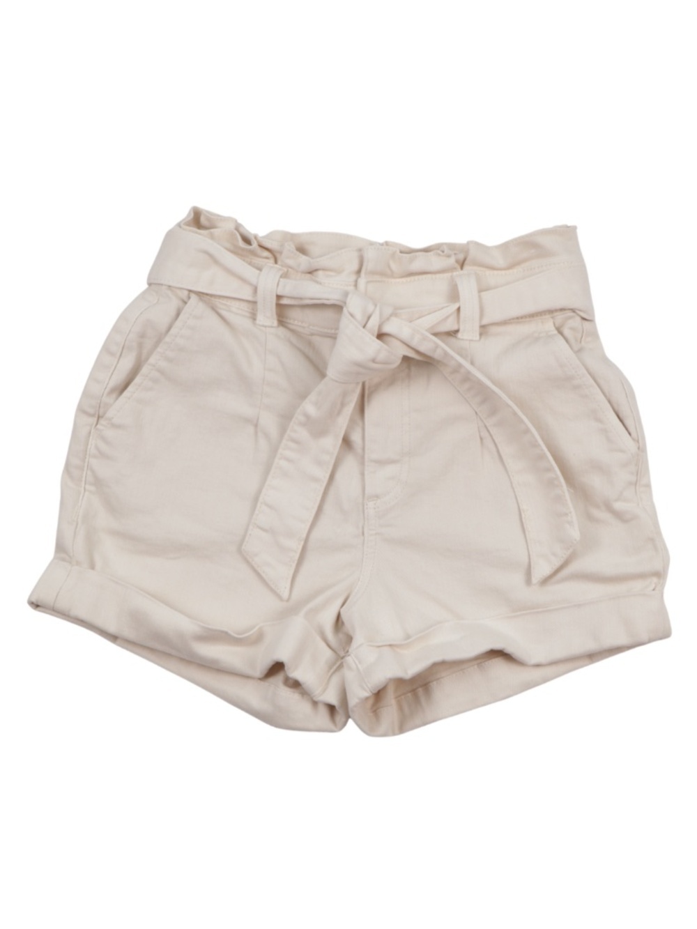Express Cream Paperbag Waist Shorts Size 2 Tie Front High Rise Chic